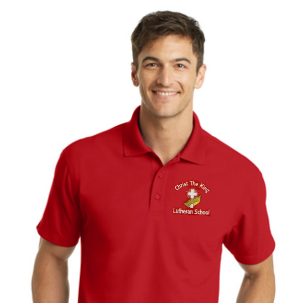 red promotional t-shirt for Christ the King Lutheran School